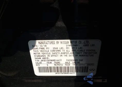 2019 Infiniti Q50 3.0T Luxe from USA, damaged, VIN JN1EV7AP8KM514477
